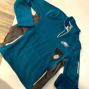 NFL Philadelphia Eagles size large, never worn, pull over, quarter zip,